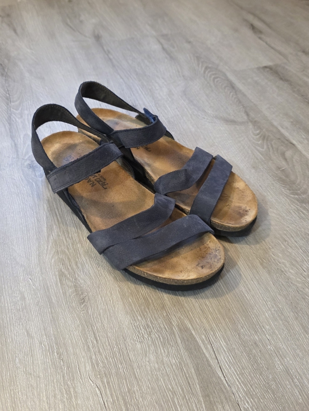Naot Kayla Wedge Sandals Dark Blue Leather Women's Size 11